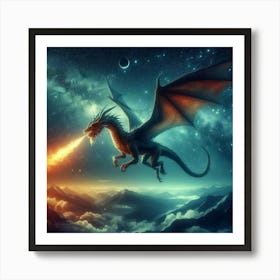 Dragon Flying In The Sky Art Print