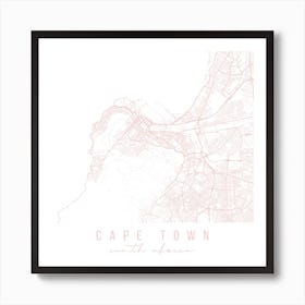 Cape Town South Africa Light Pink Minimal Street Map Square Art Print