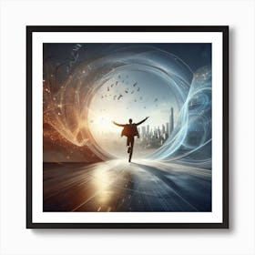 Futuristic Man In Space Art Print