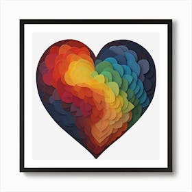 Rainbow Heart Cloud Art Print