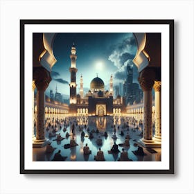 Islamic Mosque At Night 1 Art Print