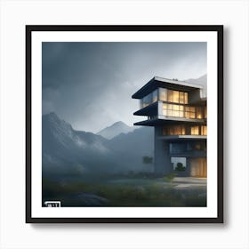 Modern House In The Mountains Art Print