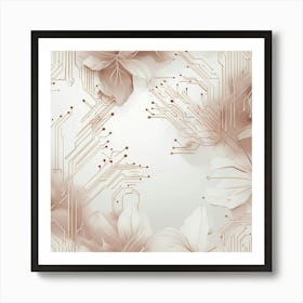 Nature Meets Technology A Tech Inspired Design Where Circuitry Patterns Are Drawn With Soft Nude Li (2) Art Print