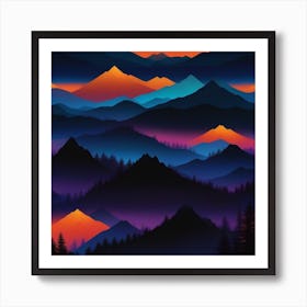 Abstract Mountain Landscape Poster