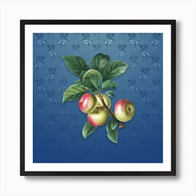 Vintage Apple Botanical on Bahama Blue Pattern n.0902 Art Print