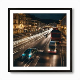 City Street At Night Art Print