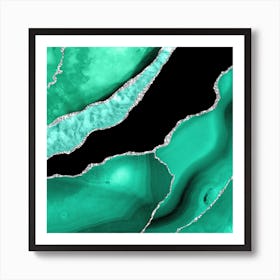 Seafoam & Silver Agate Texture 01 Art Print