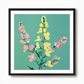 Larkspur Square Flower Illustration Art Print