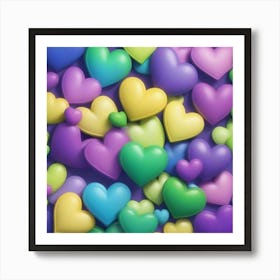 Colorful Hearts Art Print