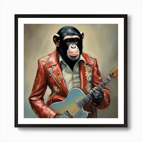Chimp With Guitar Art Print
