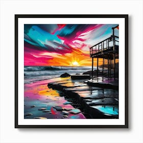 Sunset At The Beach 41 Art Print