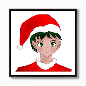 Christmas anime girl Art Print