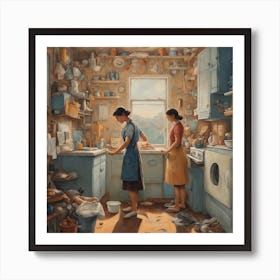 Two Women In A Kitchen Art Print
