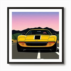 Streamlined Vehicle with Bold White Stripes Art Print