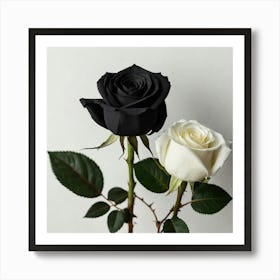 Black And White Roses 3 Art Print