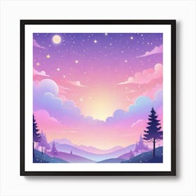 Sky With Twinkling Stars In Pastel Colors Square Composition 289 Art Print