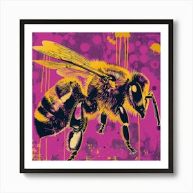 Bee on purple 1 Art Print