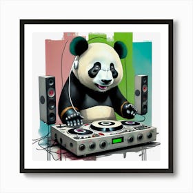 Panda Bear Dj, Urban Style Generated By Ai 1 Art Print