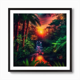 Sunset In The Jungle 2 Art Print