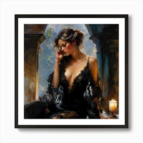 A Brunette Experiences Evening Melancholy Art Print