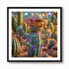 Cactus With Lights 1 Art Print