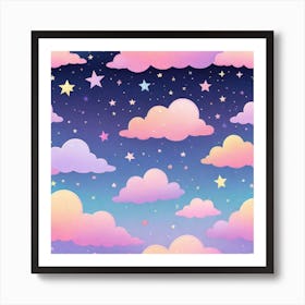 Sky With Twinkling Stars In Pastel Colors Square Composition 178 Art Print