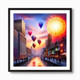 Hot Air Balloons In The Sky Art Print