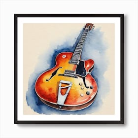 Watercolor Guitar Art Print