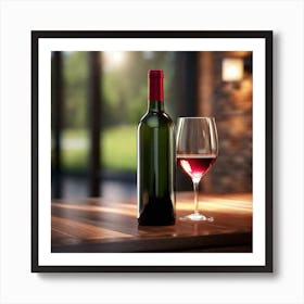 Red Wine Bottle And Glass 1 Art Print