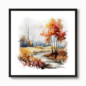 Watercolor Of Autumn Trees 6 Art Print