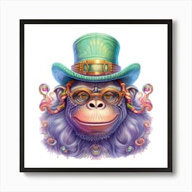 Monkey In Hat 1 Art Print