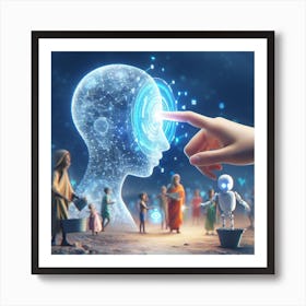 Hand Pointing To A Robot Art Print