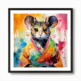 Mouse In Kimono 1 Art Print