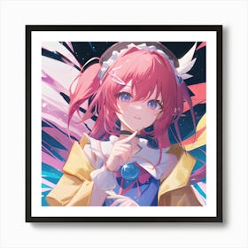 Anime Girl With Pink Hair Art Print