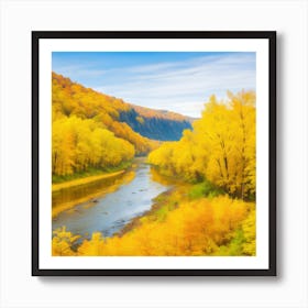 River Valley On Nature Background Art Print