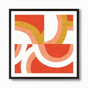 New Mid Mod Freeway Orange Square Art Print