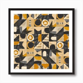 Mid Century Grid Pattern Eight Square Art Print