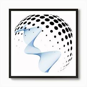 Black & Blue Harmony Abstract Futuristic Illusion Art Print