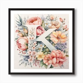 Watercolor Letter K Art Print