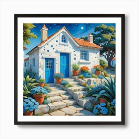 Blue Cottage 2 Art Print