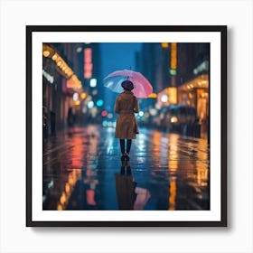 Portrait Of A Woman In The Rain Art Print