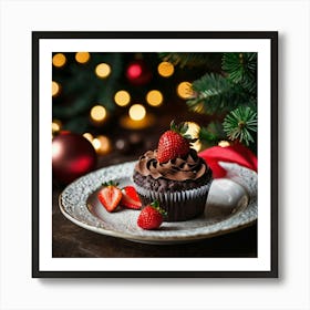 Leonardo Kino Xl Christmas Dessert With Chocolate And Strawber 1 Art Print