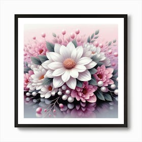 Pink And White Flowers Art Print