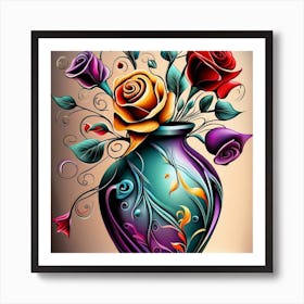 Roses In A Vase 7 Art Print