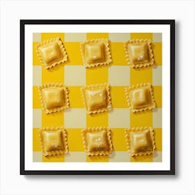Ravioli Yellow Checkerboard 3 Art Print