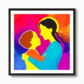 Loving Mother And Her Child Vibrant Mother Day Special Art Print