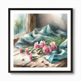 Carnations By The Window Art Print