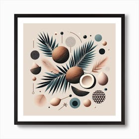 Scandinavian style, Coconut on palm leaf 2 Art Print