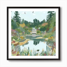 London Garden Coastal Maine Botanical Gardens USA Illustration Art Print Art Print