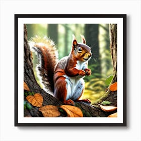 Squirrel In The Forest 340 Art Print